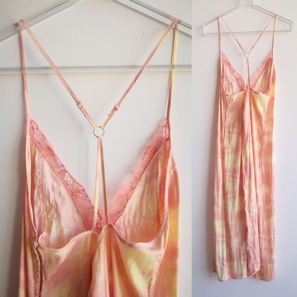 FREE PEOPLE Pink Silky Tie Dye Midi Slip Dress - Picture 5 of 8